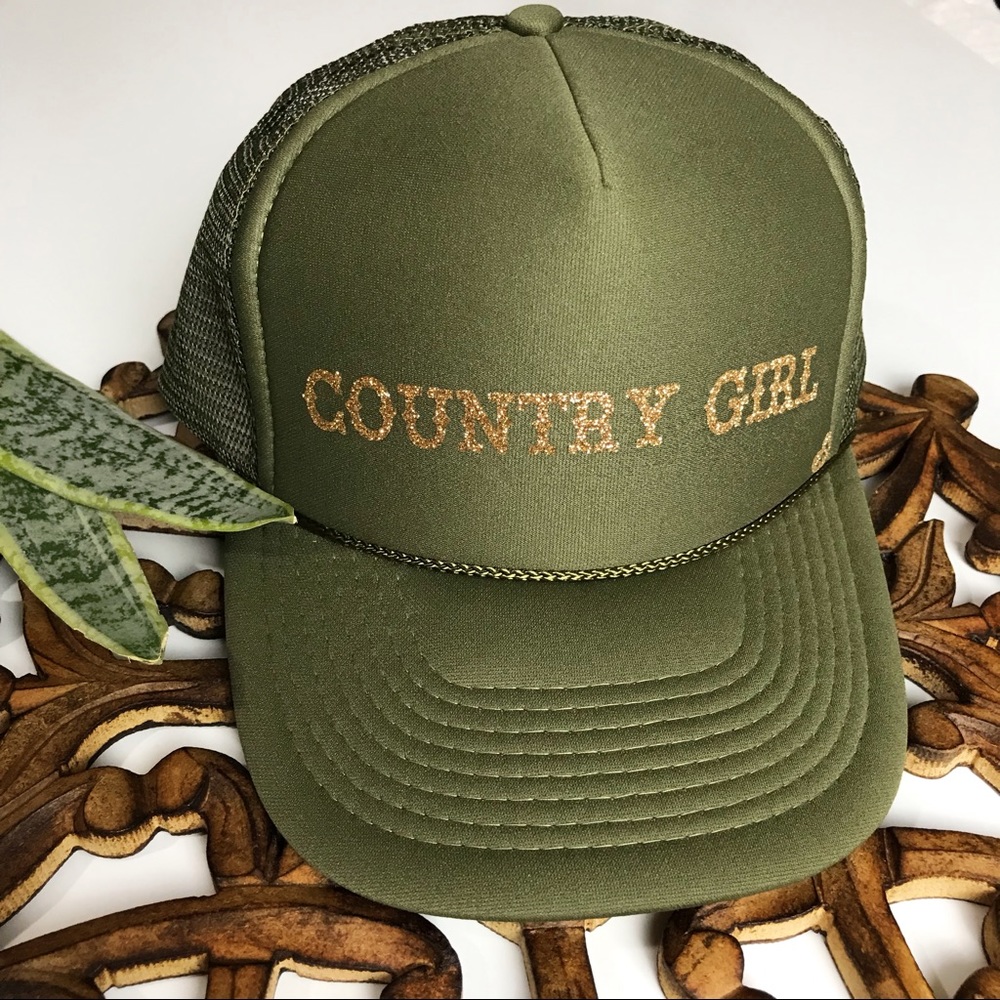 GREEN + GOLD GLITTER COUNTRY GIRL HAT